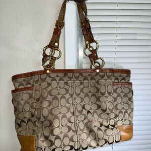 Coach Signature Brown and Tan Tote